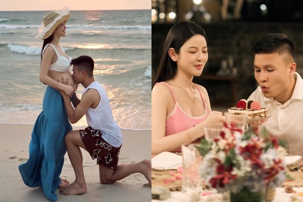 Vừa cưới được 2 tuần, Chu Thanh Huyền đã lộ b.ụng to cồng kềnh khi đi biển, Quang Hải còn không ngại có hành động nhạy cảm